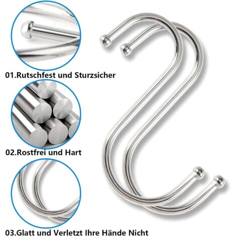 Ganchos en forma de S, 20 ganchos metálicos, adecuados para cocinas ...