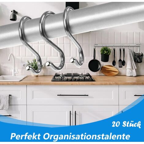Ganchos en forma de S, 20 ganchos metálicos, adecuados para cocinas ...