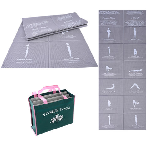 Esterilla de yoga plegable para mujer, esterilla de ejercicio antideslizante, apta para el hogar y el gimnasio, incluye bolsa de transporte, apta para yoga, pilates y fitness, 173 x 61 cm x 5 mm de gr (1/5)