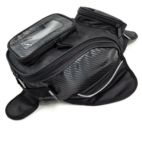 Bolsa para depósito de motocicleta - Bolsa tipo alforja Oxford negra para motocicleta con ventana grande - Bolsa magnética resistente para Honda, Yamaha, Suzuki, Kawasaki y Harley