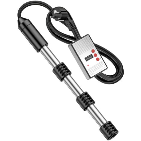 Calentador de piscina de 2500 W, calentador de inmersión para bañera, modelo con temporizador, apagado automático con hora establecida, calentador de agua eléctrico de inmersión, amarillo