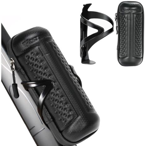 Bolsa de herramientas para bicicleta con portabotellas, bolsa para herramientas de reparación de bicicletas, bolsa de almacenamiento para bicicletas (negra) (1/5)