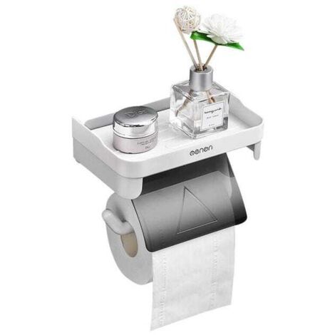 Soporte para papel higiénico con estante, soporte adhesivo para papel higiénico, accesorios de baño sin perforaciones, soporte para papel higiénico