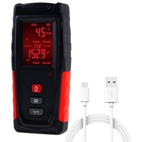 Comprobador EMC digital, detector de radiación de campo eléctrico y magnético, medición de temperatura con pantalla a color y batería recargable. (1/5)