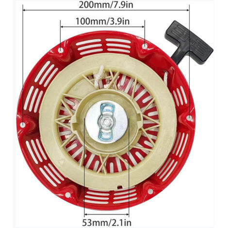 Dispositivo de arranque por cuerda con cable, arrancador inverso, compatible con Honda GX340 GX390 420cc, rojo, 28400-ZE3-W01ZA