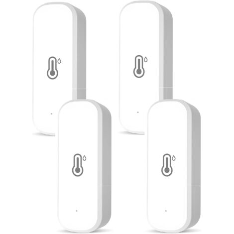 Termómetro Higrómetro WiFi, Paquete de 4 Detectores Inteligentes de Temperatura y Humedad Tuya WiFi, Monitor Inteligente de Temperatura Ambiente para Bebé, Hogar, Jardín, Oficina 70 x 24 x 19 mm