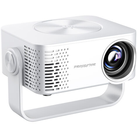 Proyector de vídeo, miniproyector 1080P con encendido automático y WiFi, proyector de vídeo portátil para cine en casa, 11,5 x 11,5 x 5,2 cm, blanco (1/5)