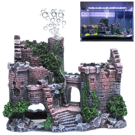 Castillo para acuario - Decoración para acuario de peces betta - Accesorios decorativos para la casa de los bettas (bomba de aire no incluida) (1/5)