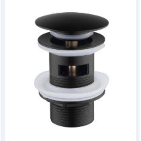 Desagüe para lavabo con rebosadero, tapón de drenaje, válvula emergente, desagüe universal para lavabo y encimera (Negro)
