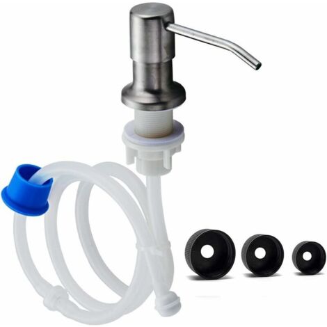 Dispensador de jabón para fregadero de cocina con cabezal de bomba y tubo de extensión de 117 cm (plateado) (1/5)