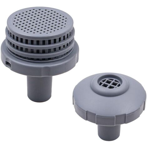 Conectores para chorro de agua de piscina con rejilla de filtro de salida, boquilla de entrada y tapón de orificio con conexiones de 1,25 pulgadas.