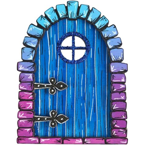 Figura de puerta de hadas de madera para decoración de jardín exterior - Elfo en miniatura - Mundo de cuento de hadas - Estatua de casita diminuta (1/5)