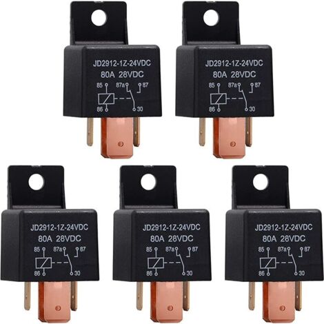 5 piezas de relé automotriz de 5 pines, 24 V, 80 A, JD2912-1Z-24V80A, 28 V SPDT, para camión, barco, furgoneta y vehículo. (1/5)