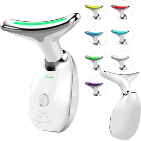 Masajeador facial eléctrico antiarrugas, 7 colores y 3 modos de masaje, masajeador vibratorio para rostro y cuello para reafirmar y suavizar la piel (blanco)