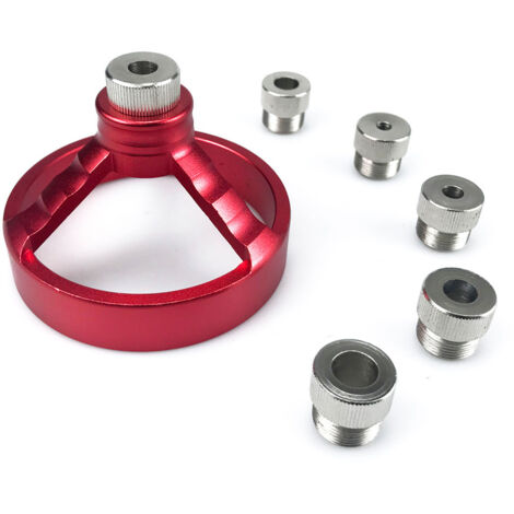 Plantilla guía de perforación vertical roja, accesorios para plantillas de orificios ocultos de 5/6/7/8/9/10 mm, posicionador de plantilla de ángulo recto para espigas de taladro de carpintería (redon (1/5)
