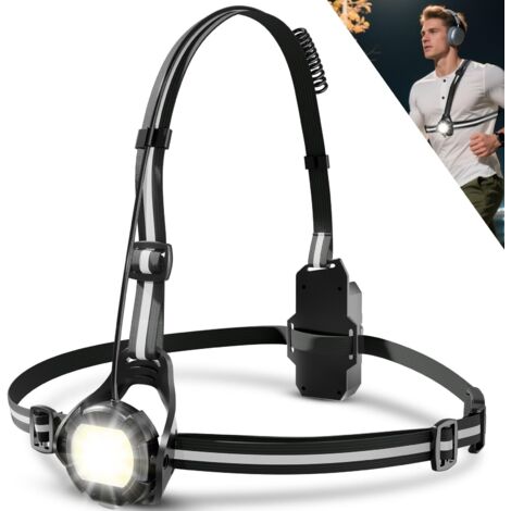 Luz para correr, 500 lúmenes, luz para correr, luz para correr con 4 modos de iluminación, luz LED recargable para correr con reflectores, luz para correr impermeable, ángulo ajustable (1/5)