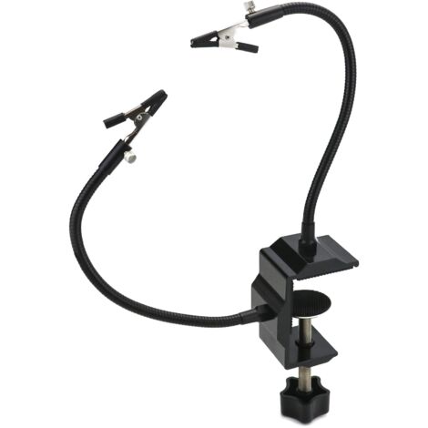 Estación de soldadura Third Hand con base de abrazadera en C y brazo flexible de 24 cm para reparación de dispositivos electrónicos y joyería.