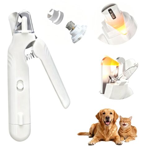 Cortauñas y lima de uñas para mascotas 2 en 1 con luces LED duales, recargable por USB, lima eléctrica multifuncional, funcionamiento silencioso con protector contra salpicaduras. (1/5)