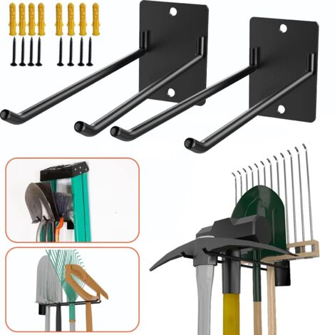 Juego de 2 ganchos resistentes para garaje de 25 cm, ganchos de pared para sillas plegables, cochecitos de bebé, escaleras, herramientas de jardín, mangueras – Solución de almacenamiento para garaje ( (1/5)