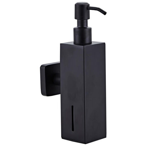 Dispensador de jabón mural para baño, dispensador de jabón de acero inoxidable, soporte cuadrado negro para jabón líquido
