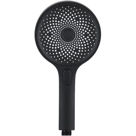 Cabezal de ducha de mano con tres tipos de chorro, cabezal de ducha ahorrador de agua, panel grande para baño, negro mate. (1/5)