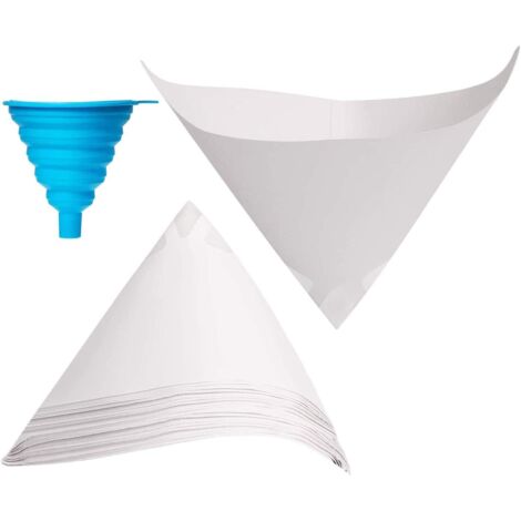 100 filtros cónicos desechables para pintura, filtros de papel tipo embudo con malla fina. (1/5)