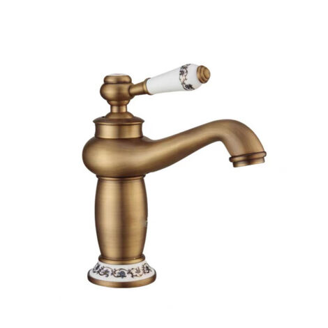 Grifo de baño retro, monomando de cerámica para lavabo, agua fría y caliente, latón. (1/5)