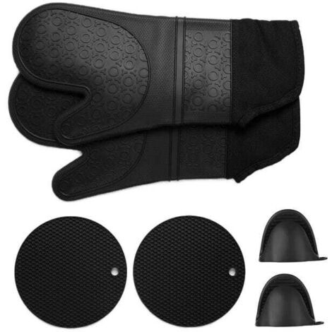 Guantes aislantes de silicona gruesa para barbacoa, horno microondas, antiescaldaduras, para cocinar, hornear, etc. (1/4)