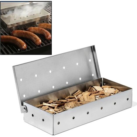 Caja ahumadora, caja ahumadora para barbacoa para virutas de madera, apta para parrillas de gas o carbón, caja ahumadora de acero inoxidable resistente para barbacoa, accesorios para asar a la parrill