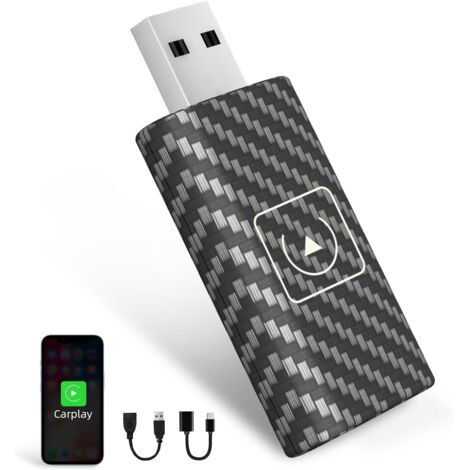 Adaptador inalámbrico CarPlay para iOS, dongle inalámbrico CarPlay 2024, adaptador Wi-Fi de 5 GHz para coches pequeños, estable y fácil de usar, conectar y usar, cable de extensión USB-A, USB-C a USB- (1/5)