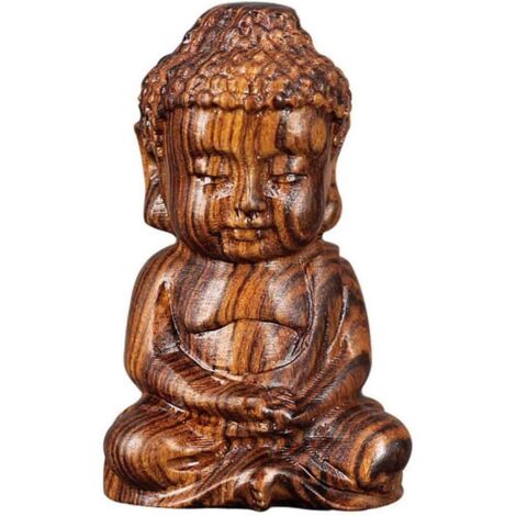 Estatua de Buda, escultura de madera, estatua de Buda orando, pequeño Buda de meditación, figuras decorativas de Buda talladas a mano para decoración de mesa, accesorio para el hogar (1/5)