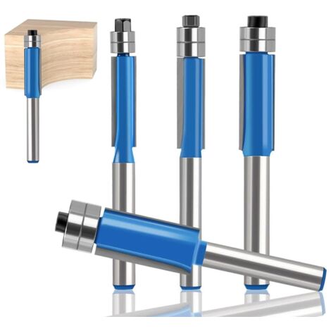 Fresas para router con vástago de 1/4" – Diámetros de corte: 6,35 mm, 5/16 mm, 0,9 cm, 1,27 cm. Juego de 4 fresas para router con doble rodamiento. Fresas profesionales para carpintería, corte y fresa (1/5)