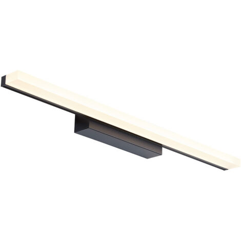 Lámpara de techo LED moderna y minimalista para espejo de baño, resistente al agua, color negro oscuro, 40 cm, 8 W, luz cálida.