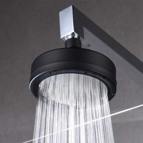 Cabezal de ducha de lujo de acero inoxidable negro (118 mm), cabezal de ducha de acero inoxidable 304 cepillado, cabezal de ducha económico de alta presión (1/3)