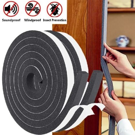 Burlete de aislamiento térmico para puertas y ventanas, 3 cm x 2 cm x 2 m, burlete de espuma adhesiva, tira de sellado acústico para puertas y ventanas, color negro, anticolisión.