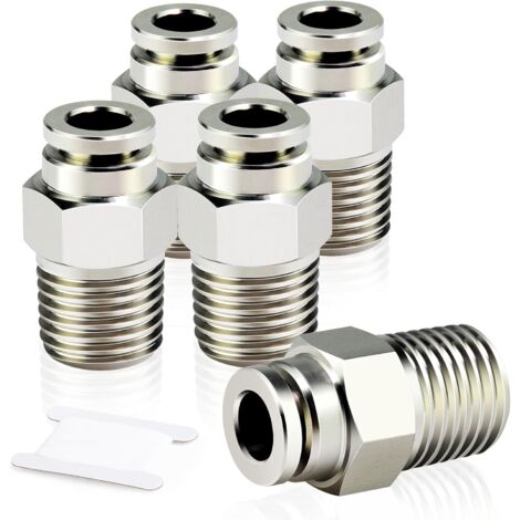 5 piezas de racores de conexión rápida para tubo de 6 mm de diámetro exterior x rosca macho derecha BSP de 1/4", conector neumático (1/5)