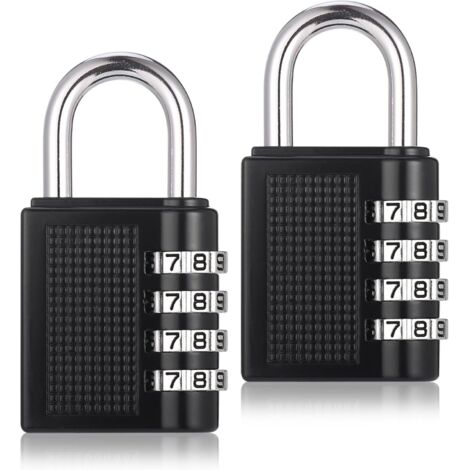Juego de 2 candados de combinación, candado de metal resistente con código, candado de combinación resistente al agua y al óxido, candado de combinación para maleta, puerta exterior, taquilla (A, negr (1/5)
