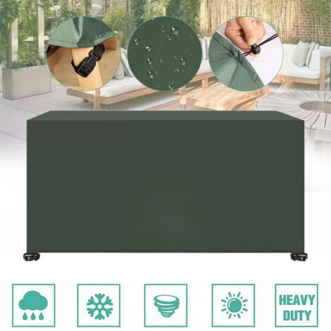 Fundas resistentes de tela Oxford 420D para muebles de jardín, impermeables y resistentes a los rayos UV, para mesas y sillas de exterior - Verde, 213x132x74cm (1/5)