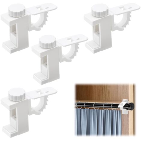 Soportes de barra para cortinas de 4 piezas, soportes ajustables para barras de cortinas, soportes de fijación para barras de cortinas para sala de estar, oficina, dormitorio, armario. (1/5)