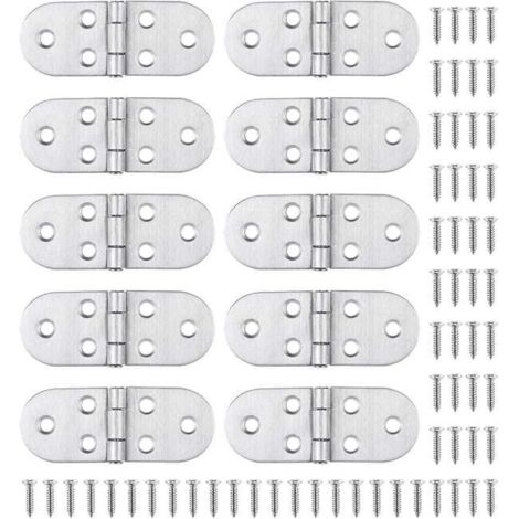 10 bisagras y tornillos de acero inoxidable, montaje fácil y robusto, para mesas plegables, puertas de armarios, escotillas y ventanas de barcos/casas. (1/5)