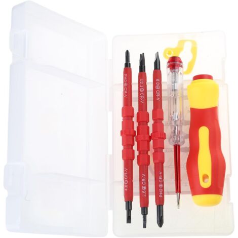 Juego de 5 destornilladores multiusos aislados con puntas para técnicos de reparación y técnicos, con lápiz de prueba. (1/5)