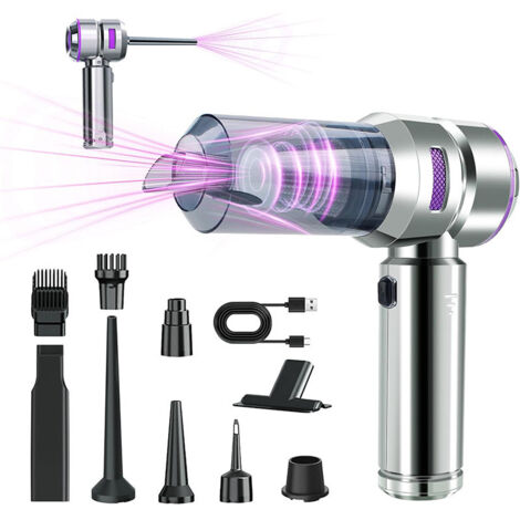 Aspiradora de mano 3 en 1 - Potente aspiradora de mano inalámbrica de 16.000 PA - 3 velocidades - 200.000 rpm - Adecuada para limpiar coches, cocinas, ordenadores, sofás, oficinas, hogares y pelo de m (1/5)