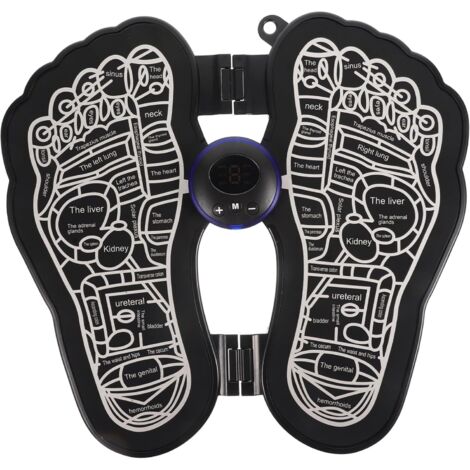 Masajeador eléctrico de pies, alfombrilla de masaje recargable, pantalla LCD inteligente, material ABS, apto para todos los tamaños de pie, para relajarse en casa y en el trabajo. (1/5)