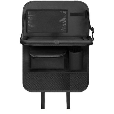 Organizador infantil para coche, protector, organizador de asiento con bandeja, accesorio de almacenamiento interior para coche con tableta transparente y bolsillos, negro (1/5)
