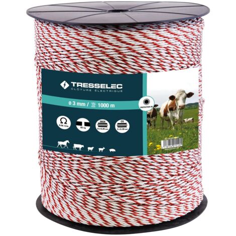 Cable de 3 mm de diámetro - Cercado eléctrico para animales (vacas, cabras, ovejas, caballos) - Carrete de 1000 m - 8 alambres de acero inoxidable de 0,20 mm de diámetro y 3 alambres de cobre de 0,30 (1/5)