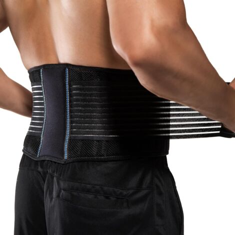 Cinturón lumbar para hombre y mujer – Soporte lumbar con correas ajustables – Alivio del dolor de espalda, ciática y hernias discales (H 85-95 cm)
