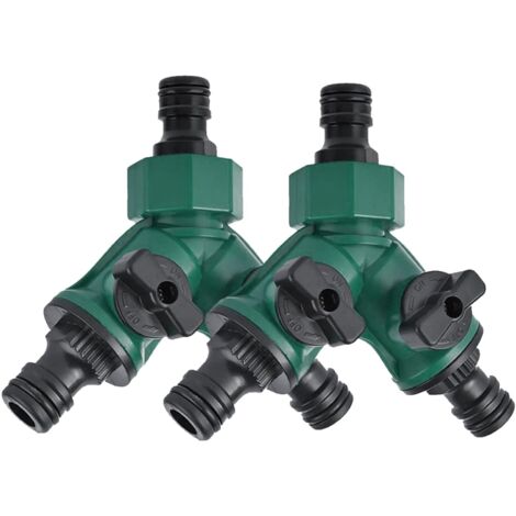 Distribuidor de riego bidireccional, 2 x 3/4" de plástico, distribuidor de agua bidireccional para paisajismo, jardinería, floricultura e irrigación. (1/5)