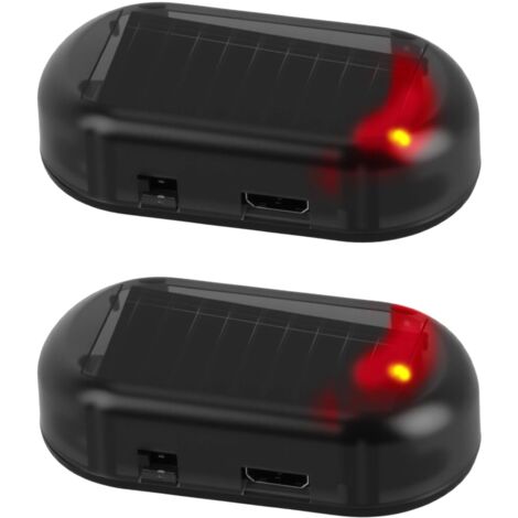 2 alarmas solares para coche, alarma solar para coche, alarma antivandalismo para coche, parpadeo nocturno automático, sistema de vigilancia antirrobo simulado para coche. (1/5)