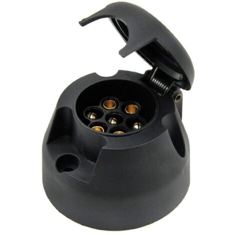 Conector de cable de diámetro pequeño, accesorios portátiles para camiones, pantalla de señal luminosa duradera e impermeable, enchufe redondo de plástico negro de 7 pines y 12 V. (1/5)