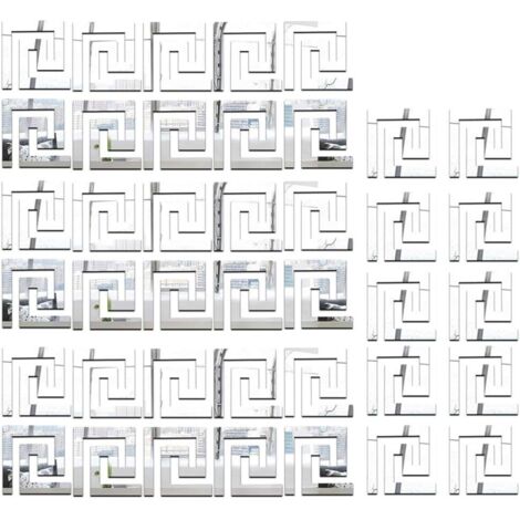 Adhesivo de pared 3D con efecto espejo, autoadhesivo, de acrílico, para decoración de paredes, ideal para el hogar y la oficina. Bordes de papel tapiz para zócalos (plateado, 40 unidades). (1/5)